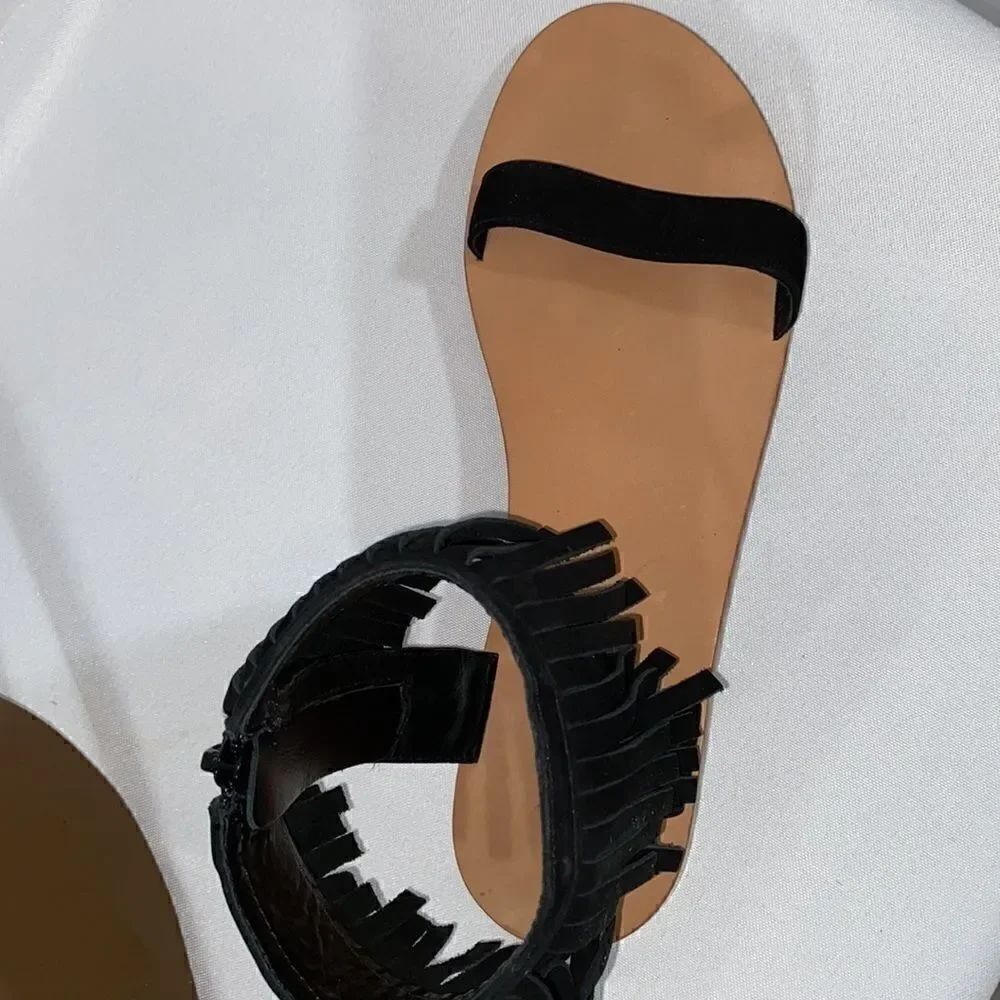 KATE SPADE ALEX SANDALS BLACK FRINGE - Picture 5 of 10